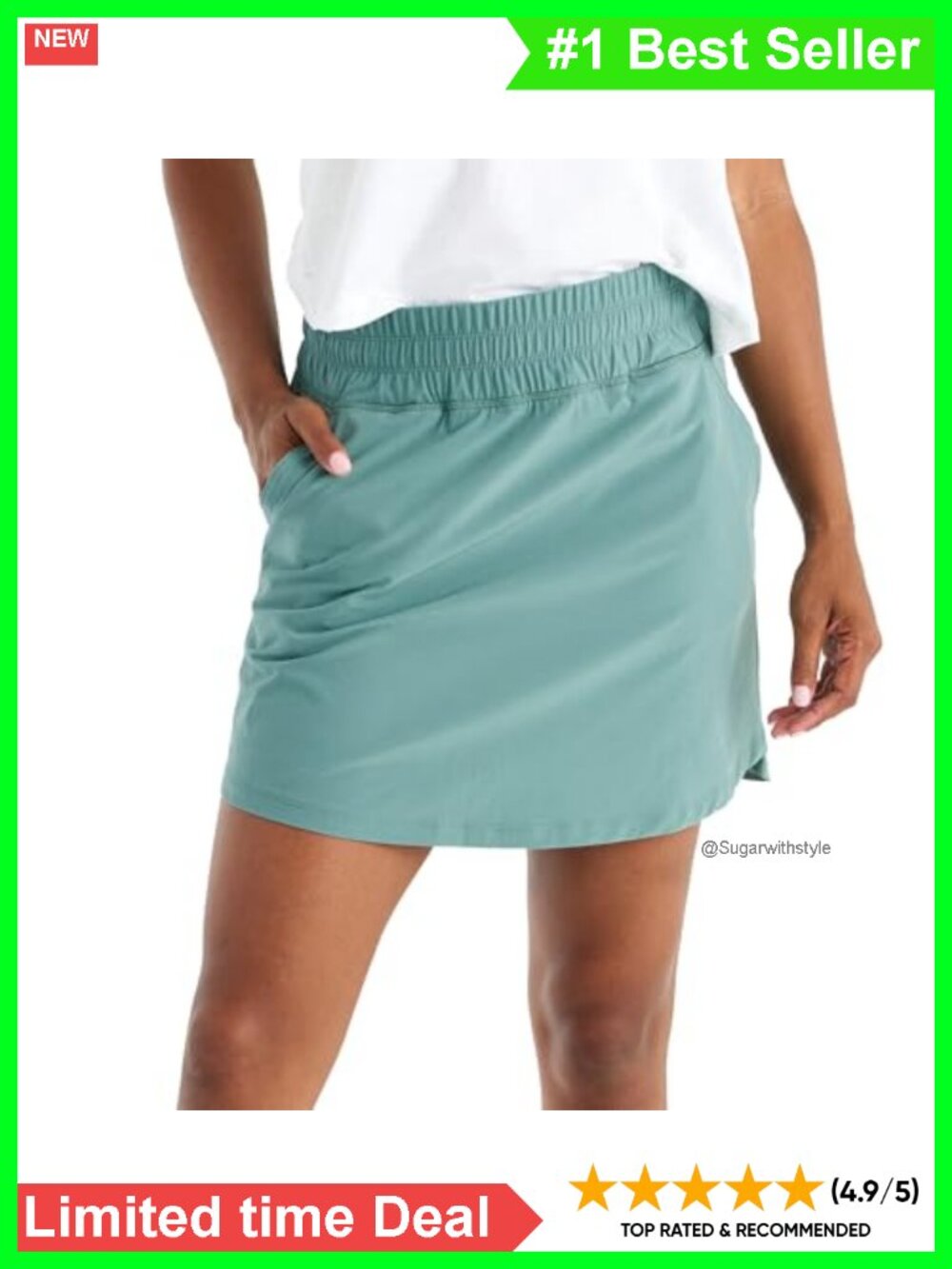 UPF 50+ Pull-On Breeze Skirt Stretch Woven Pockets Casual Golf Hiking